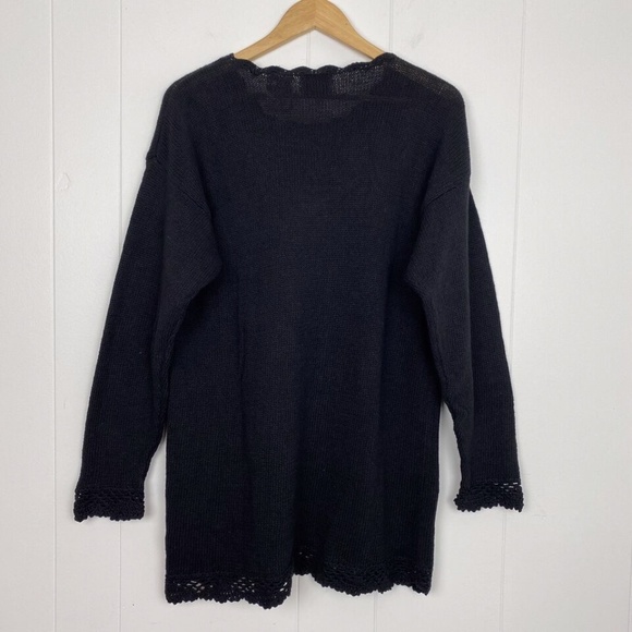 Vintage 90s Katie Lee Tunic Sweater Medium Cottagecore Knit Embroidered Floral - Picture 3 of 9
